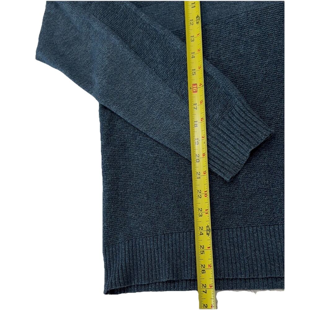 Smartwool Mens Large Ripple Ridge 1/4 Zip Sweater Blue Wool Blend Pullover - Picture 2 of 8